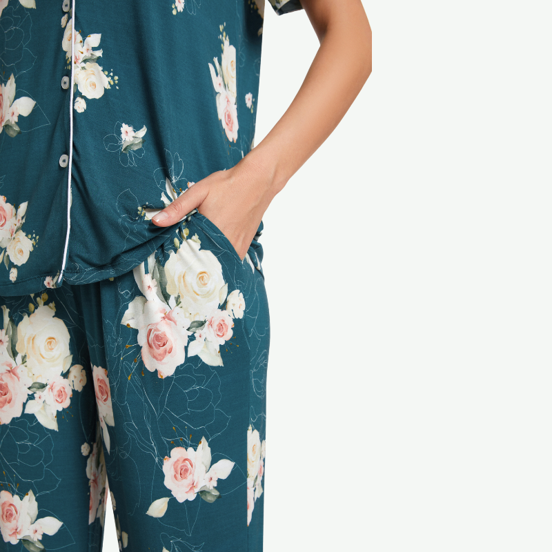 Ladies Floral Printed Knitted Pjs in Bulk-2315500052