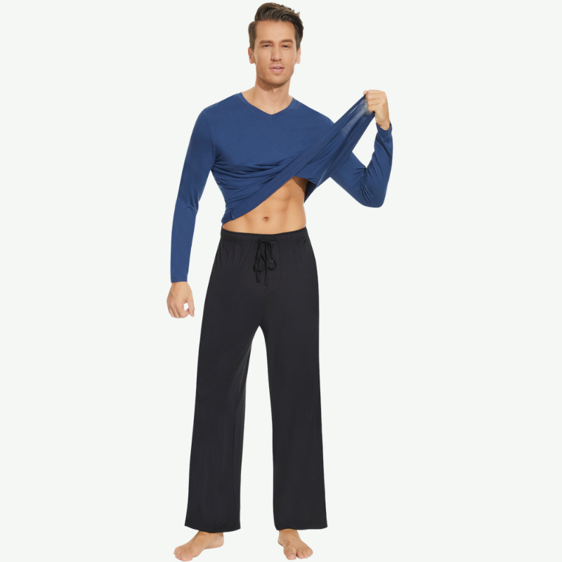 Conjunto de pijama largo de bambú para hombre al por mayor - 81129539