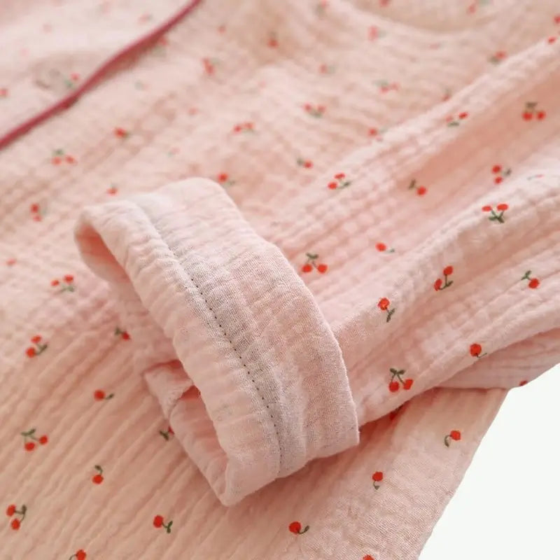 Classic Womens Cherry Organic Cotton Muslin Pyjama Set Manufacturer
