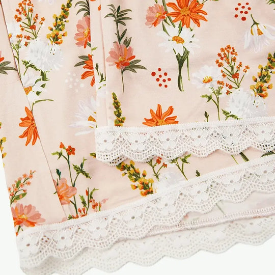 Sweet Floral Print Pyjama Set with Lace Trim | Women's Loungewear Manufacturers UK
