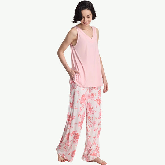 Bamboo Viscose Sleeveless Tank Top with Soft Pants Loungewear Set Vendors