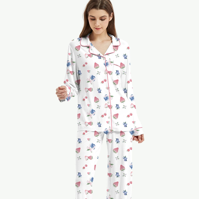 Custom Fruit Print Women Sleepwear from Bamboo Pajama Manufacturer