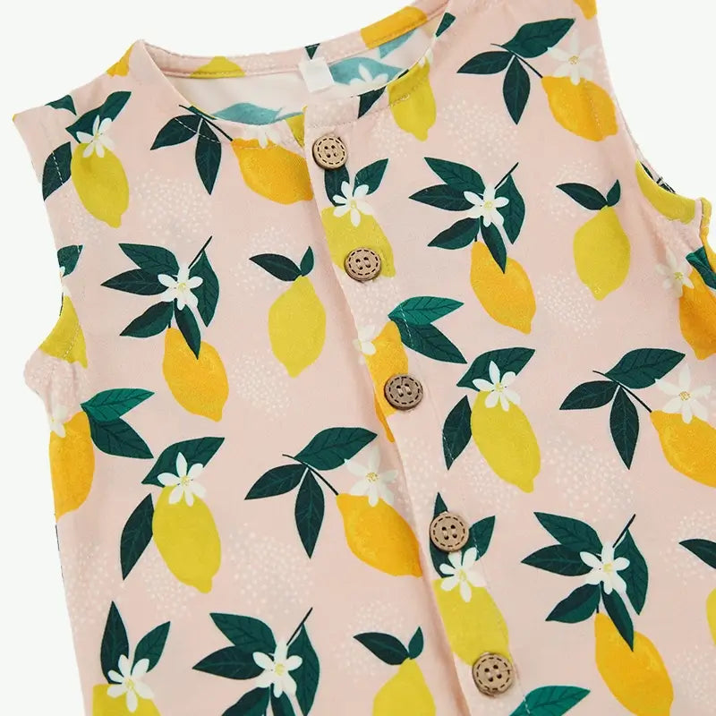 Custom Fruit Print Wholesale Baby Bamboo Sleeveless Rompers