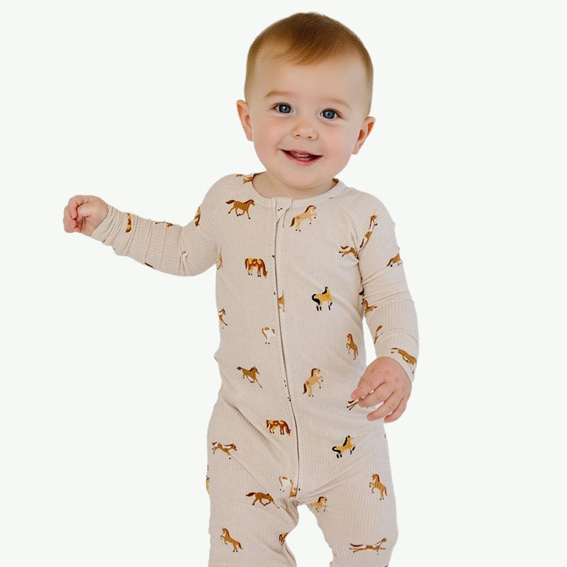 Bulk Print Ribbed Zip Newborn Romper Wholesale Infant Onesies