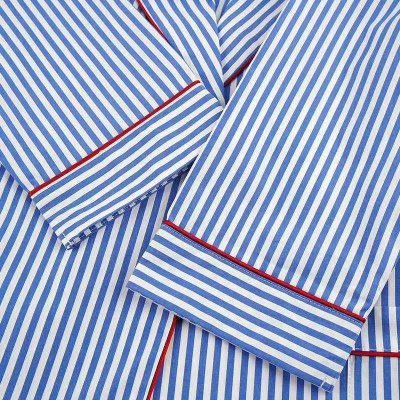 Customized Wholesale of High-Quality Unisex Blue and White Striped Robes