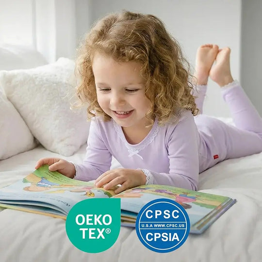 Wholesale Custom OEKO-TEX Kids Bamboo Pajama Set with Lace Trim