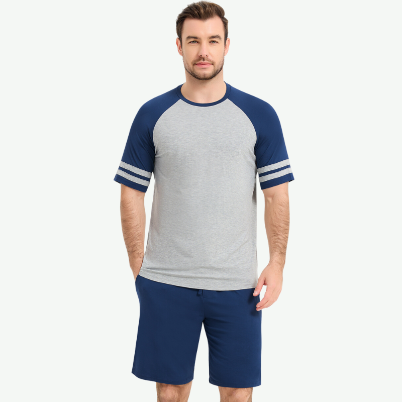 Conjunto de pijama de manga corta para hombre a granel-G3820004
