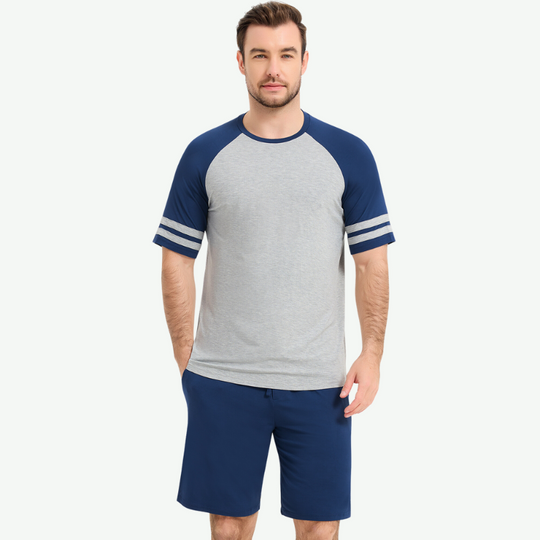 Conjunto de pijama de manga corta para hombre a granel-G3820004