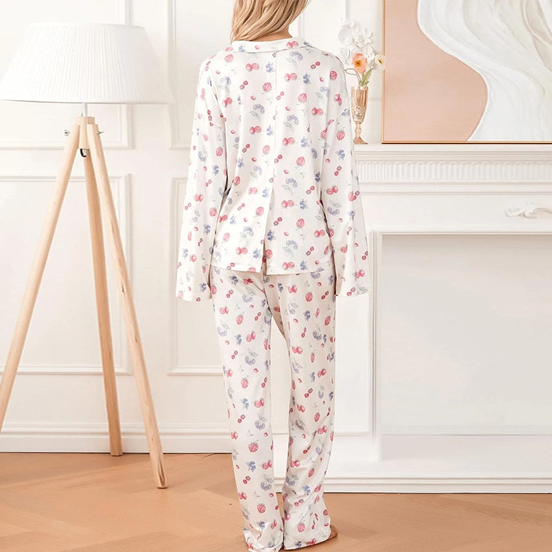 Pijamas de algodón al por mayor y al por mayor con estampados para mujer