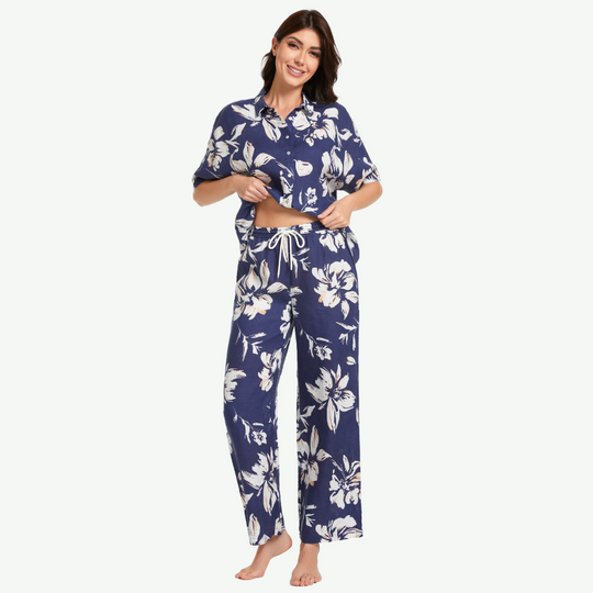 Ensemble pyjama en chanvre imprimé pour femme, en vrac - 2211820173