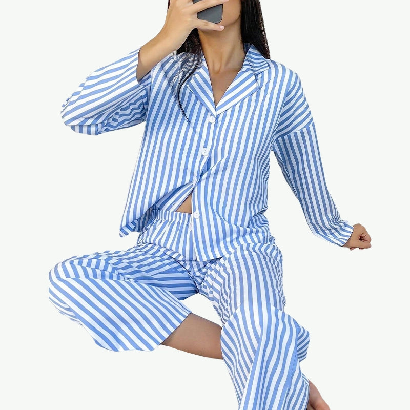 Proveedores mayoristas de pijamas de rayas personalizados con marca privada