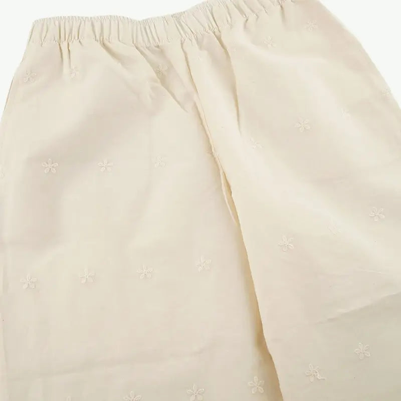 Plain Embroidery Sleeveless 3/4 Pant PJ Set Wholesale Cotton Sleepwear