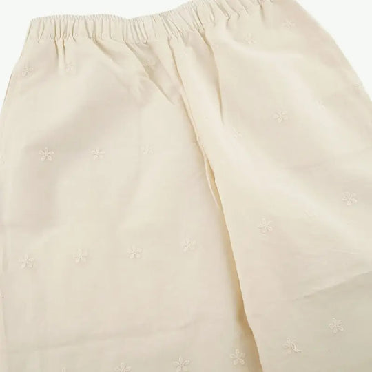 Plain Embroidery Sleeveless 3/4 Pant PJ Set Wholesale Cotton Sleepwear