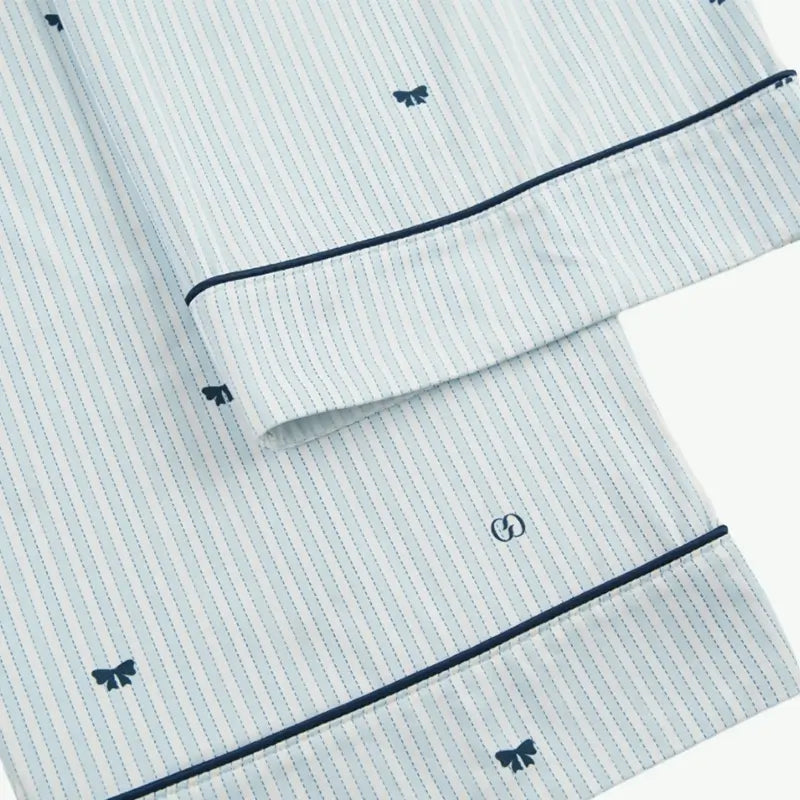 Ensemble de pyjama à imprimé nœud pour femme OEM, vêtements de nuit rayés en vrac