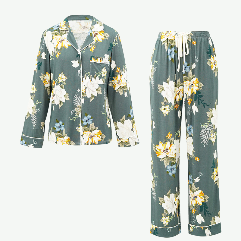 Wholesale Trending Women's Floral Bamboo Nightwear Set