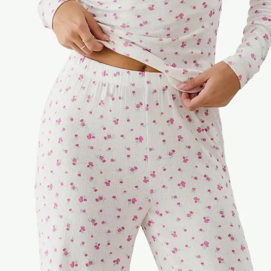 Premium Women's V-Neck Pajama Set Bulk-  Transfer Stitch Jacquard Loungewear