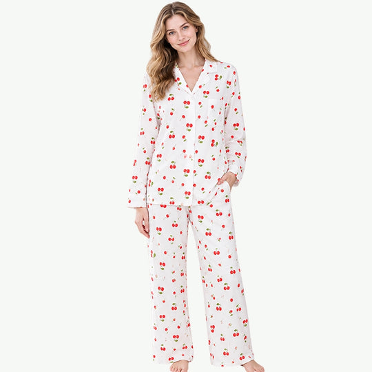 Personalized Womens Cherry Design Bulk Pajama Sets Maker