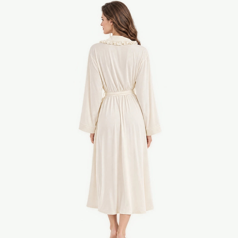 Custom Wholesale Bamboo Women Robe With Ruffles
