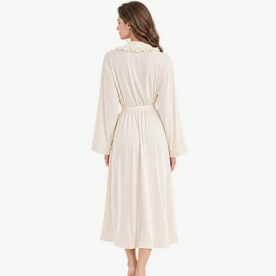 Custom Wholesale Bamboo Women Robe With Ruffles