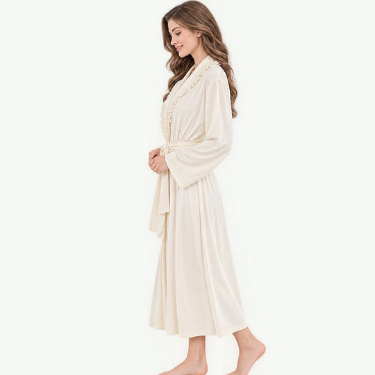 Custom Wholesale Bamboo Women Robe With Ruffles