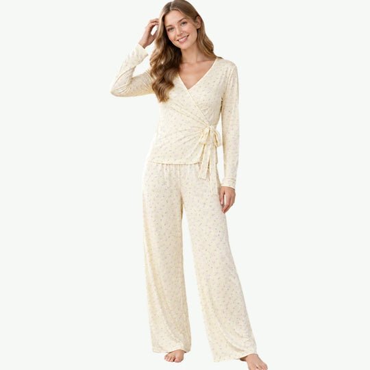 Wholesale Women Bamboo Wrap Pajama Set Custom Sleepwear Manufacturer
