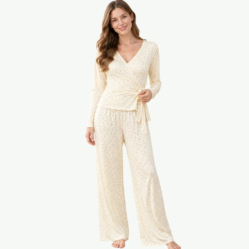 Wholesale Women Bamboo Wrap Pajama Set Custom Sleepwear Manufacturer