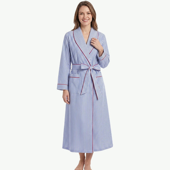 Customized Wholesale of High-Quality Unisex Blue and White Striped Robes