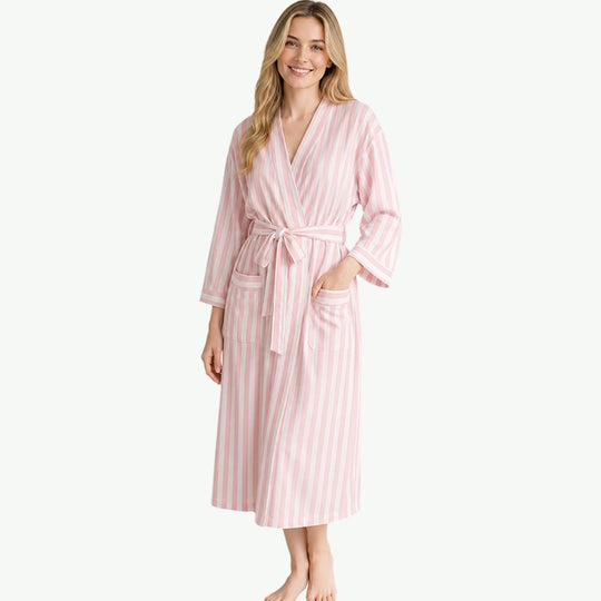 Private Label Organic Cotton Striped Spa Robes Bulk