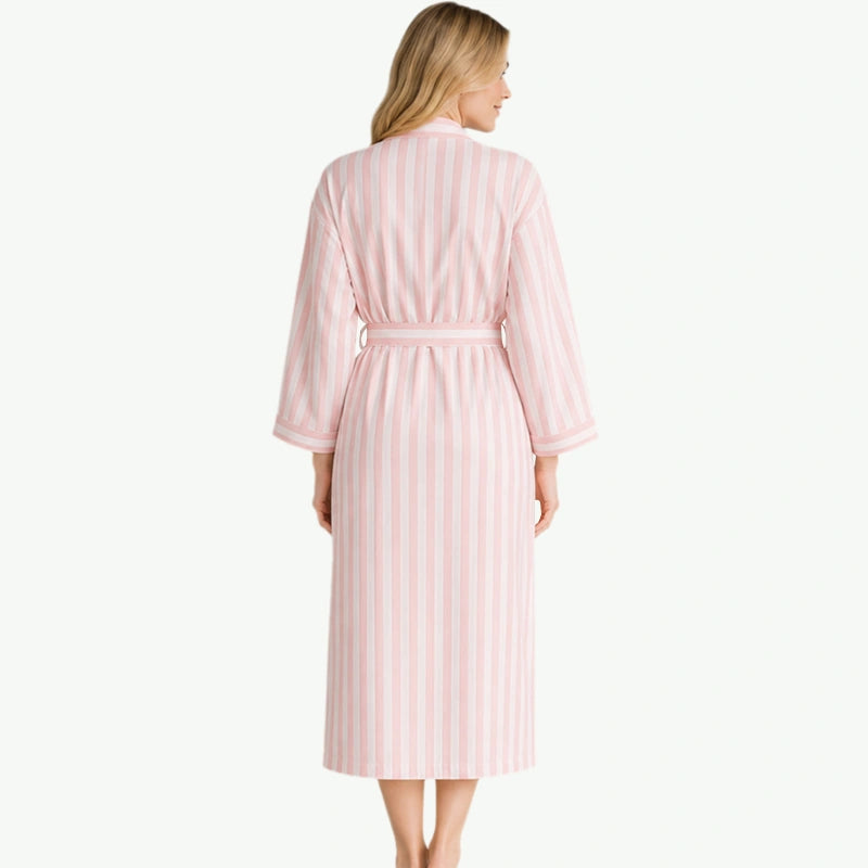 Private Label Organic Cotton Striped Spa Robes Bulk