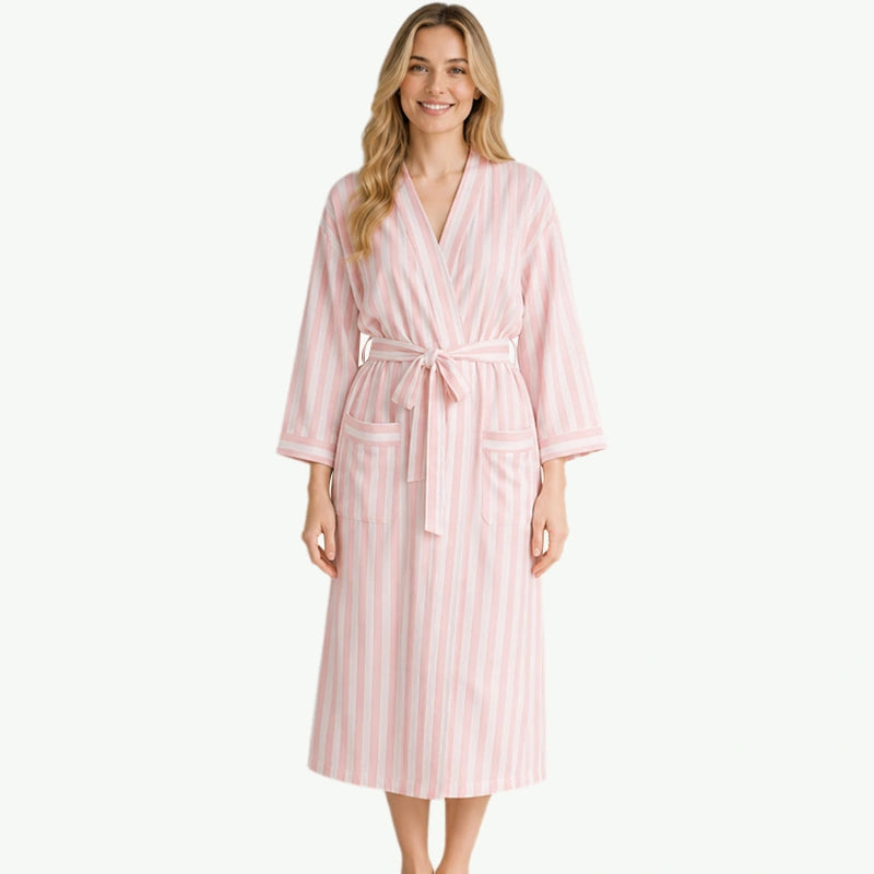 Private Label Organic Cotton Striped Spa Robes Bulk