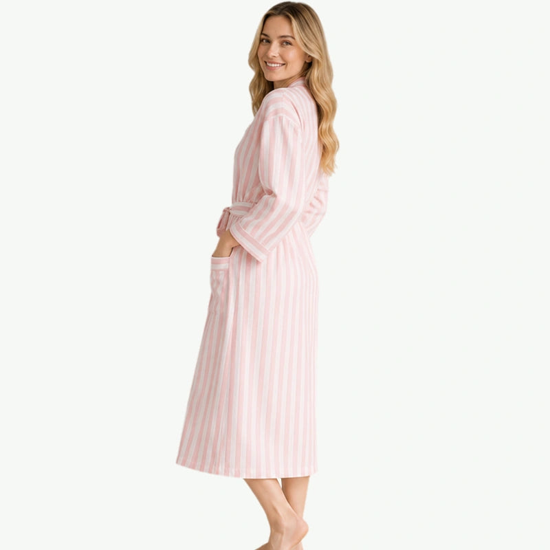 Private Label Organic Cotton Striped Spa Robes Bulk
