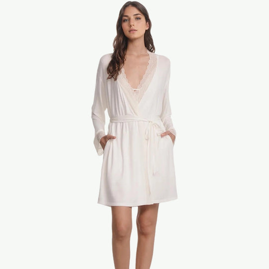 Wholesale TENCEL™ Modal Robe with Lace Trim | Sleepwear Supplier