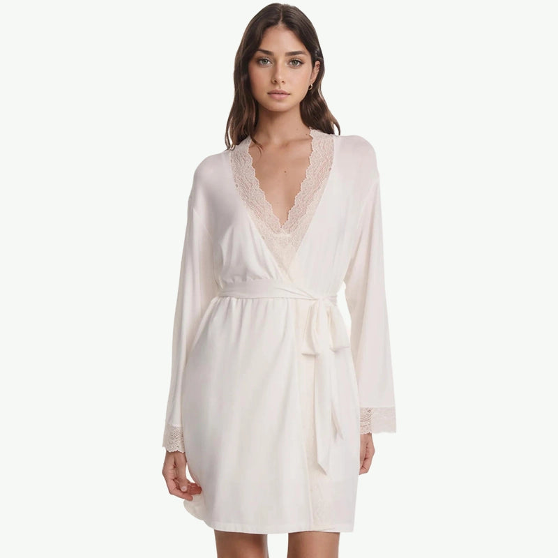 Wholesale TENCEL™ Modal Robe with Lace Trim | Sleepwear Supplier