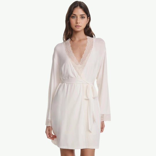 Wholesale TENCEL™ Modal Robe with Lace Trim | Sleepwear Supplier