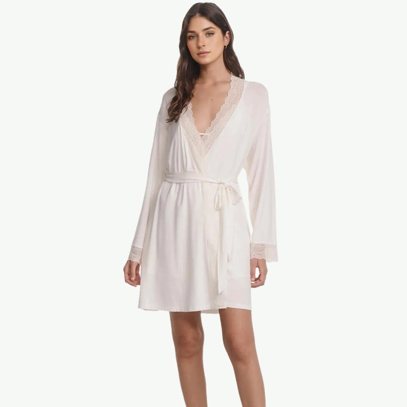 Wholesale TENCEL™ Modal Robe with Lace Trim | Sleepwear Supplier