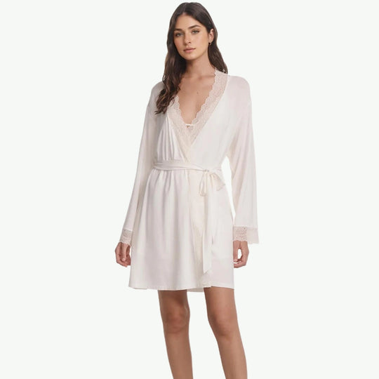 Wholesale TENCEL™ Modal Robe with Lace Trim | Sleepwear Supplier