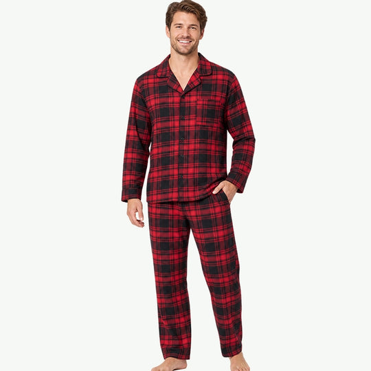 Private Label Wholesale Men Plaid Pajama Set Supplier