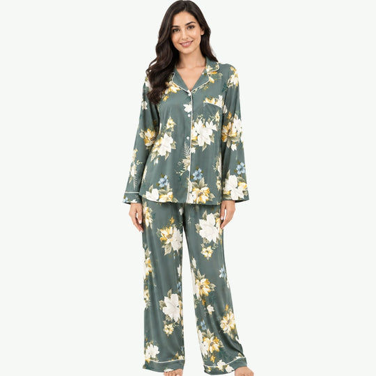 Wholesale Trending Women's Floral Bamboo Nightwear Set