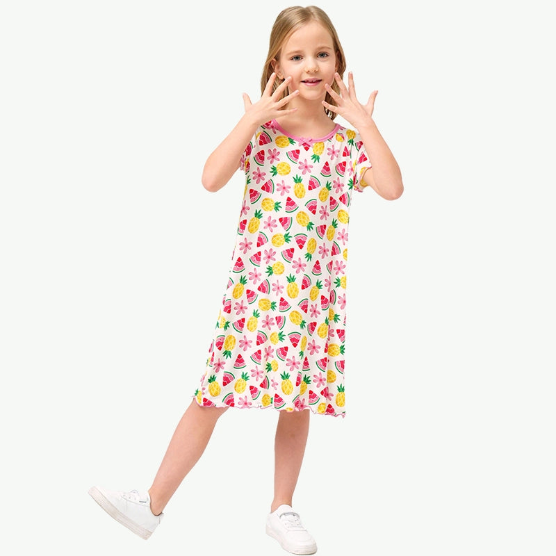 Custom Full Printing Summer Kids Girls Nightgowns Bulk Buy Supplier