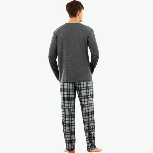 Men Most Popular Loungewear Gingham Print Pocket PJ Set Wholesale