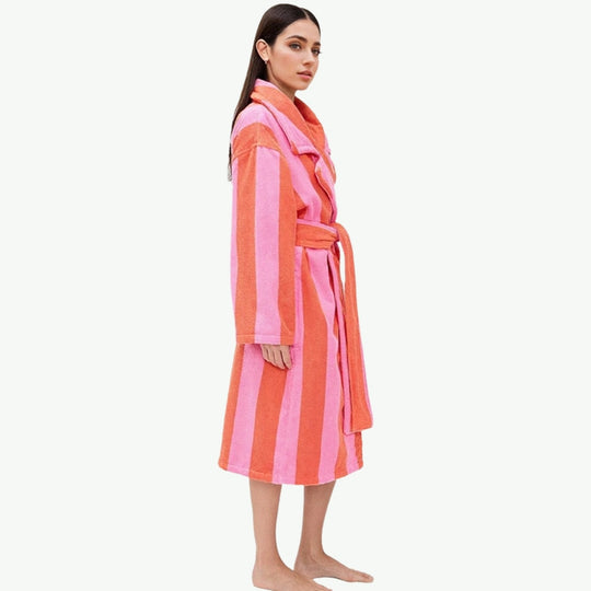 Wholesale Organic Cotton Terry Cloth Striped Bath Robes Supplier