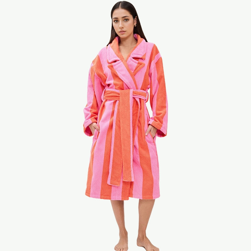 Wholesale Organic Cotton Terry Cloth Striped Bath Robes Supplier