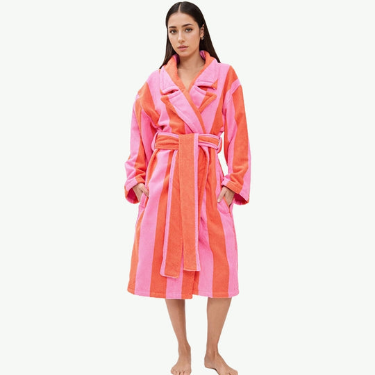 Wholesale Organic Cotton Terry Cloth Striped Bath Robes Supplier