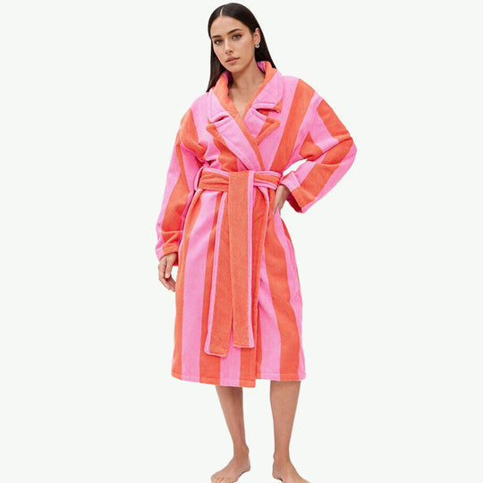 Wholesale Organic Cotton Terry Cloth Striped Bath Robes Supplier