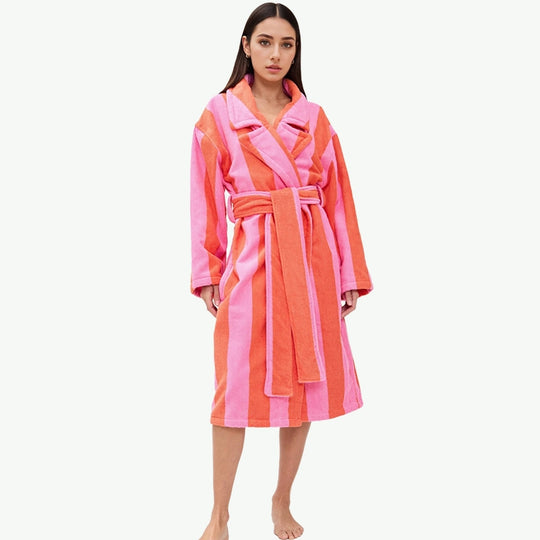 Wholesale Organic Cotton Terry Cloth Striped Bath Robes Supplier