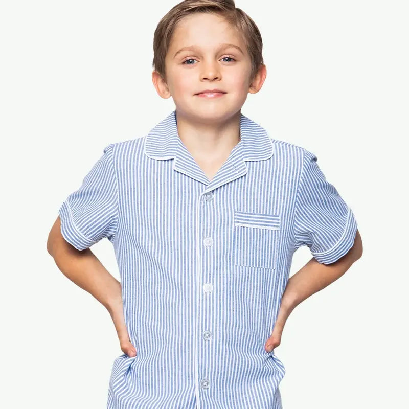 Conjunto de pijama largo a rayas para niños, venta al por mayor