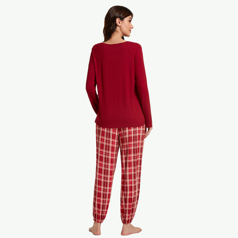 Ensemble pyjama à carreaux pour femme, vente en gros en usine - 2211740032