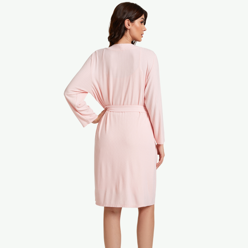 Conjunto de bata de bambú acanalada para mujer al por mayor - 2311820084